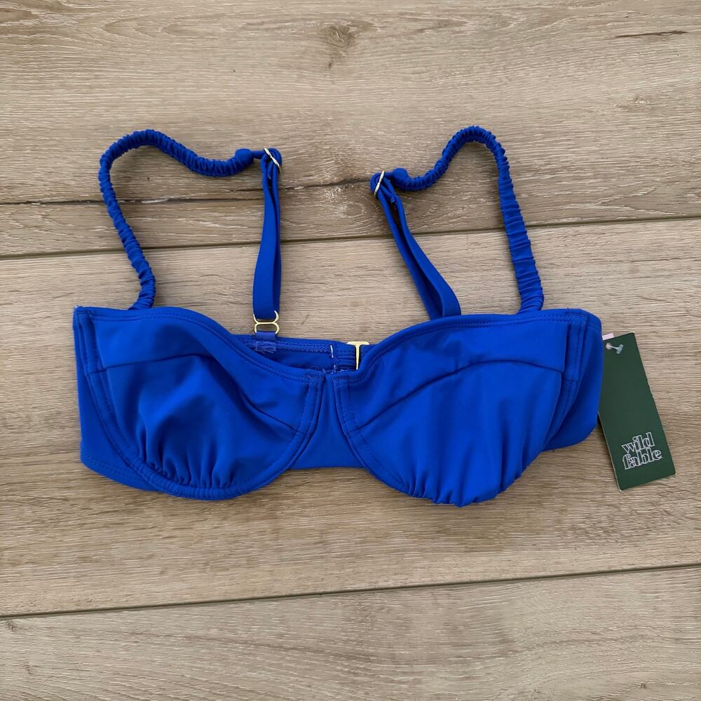 Wild Fable NWT Bikini Swimsuit Top - Blue Balconette - Size Small